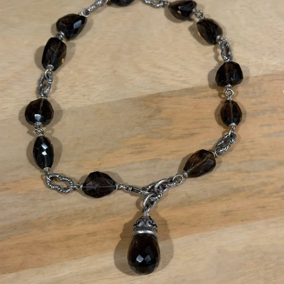 Stunning Alana Leigh Smokey Quartz 925 Silver Necklace